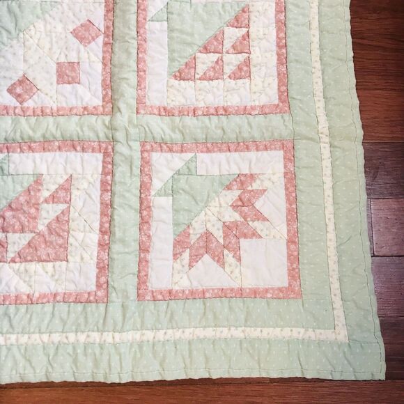 Vintage Handmade Hand Quilted Sampler Wall Hanging, Tabletop Pastel 19.5x19.5" - Picture 2 of 6